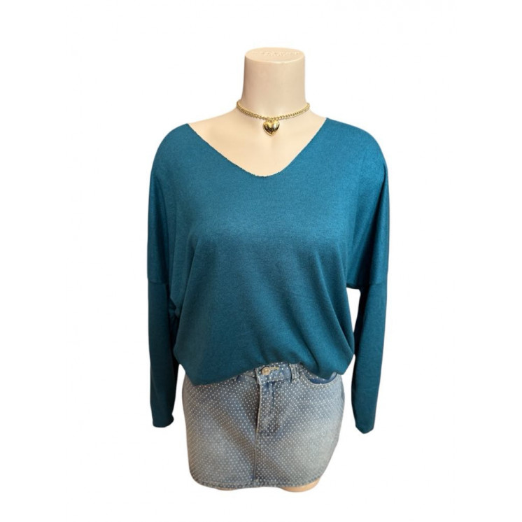 PULL FIN BASIQUE  BLEU CELADON