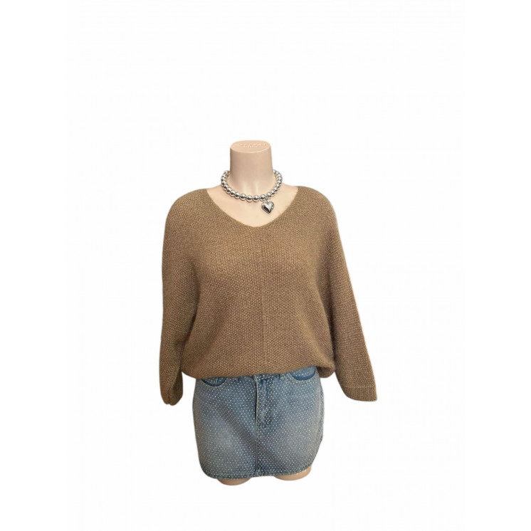 PULL TAUPE COL V