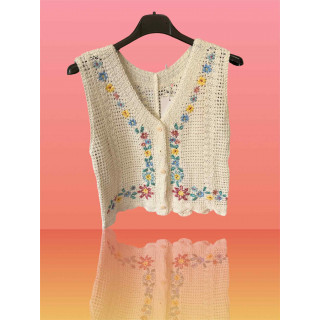 Gilet sans manches fleurs