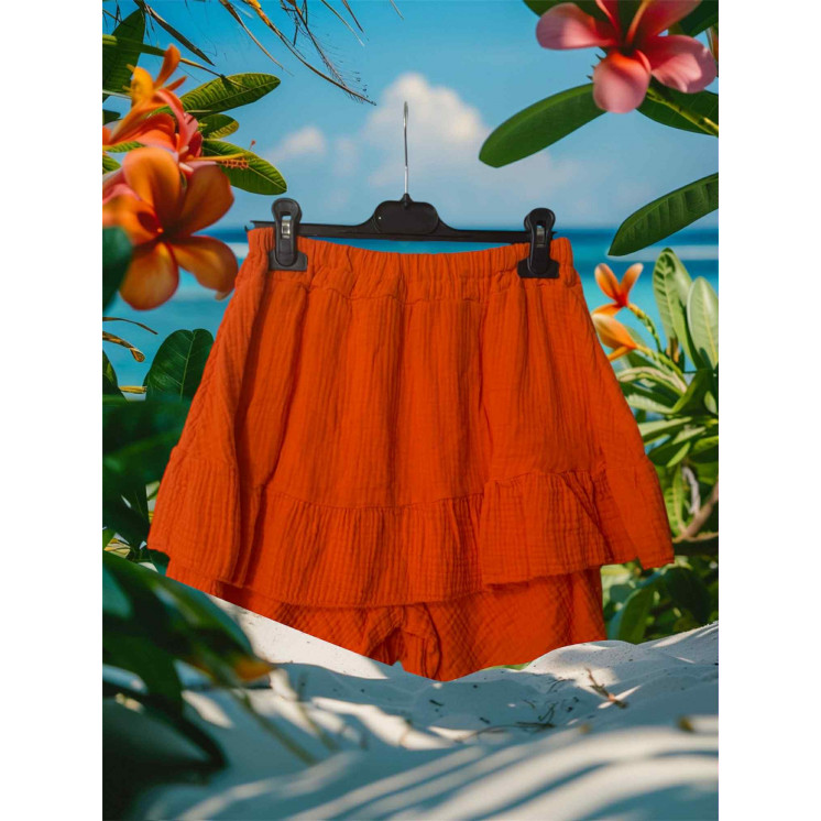 Jupe short gaze de coton orange