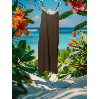 Robe bretelle bijoux marron