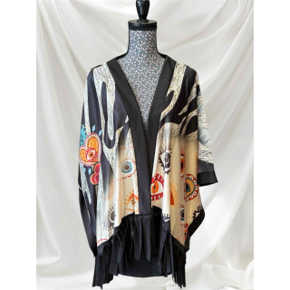 Veste poncho franges