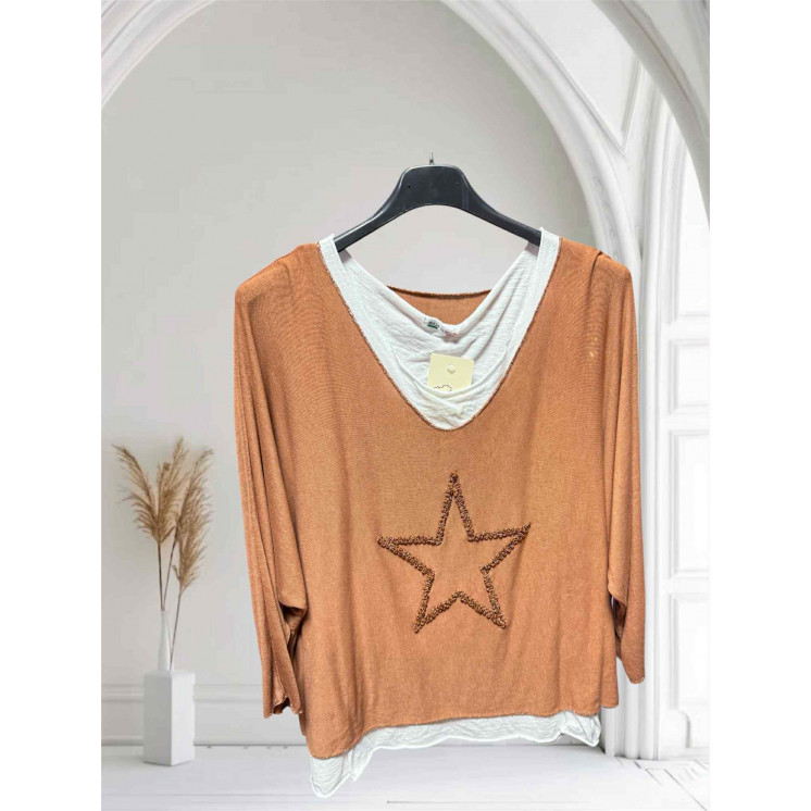Pull étoile terracotta