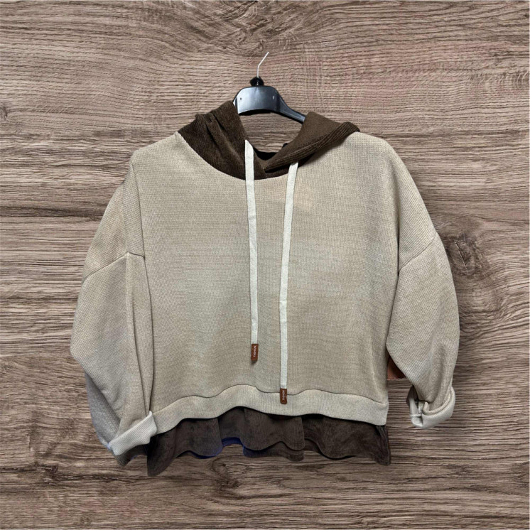 Ensemble velours capuche beige