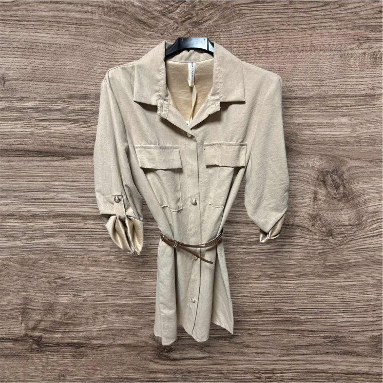 Robe velours beige