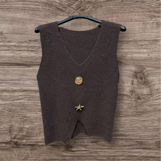 Pull gilet chocolat broche