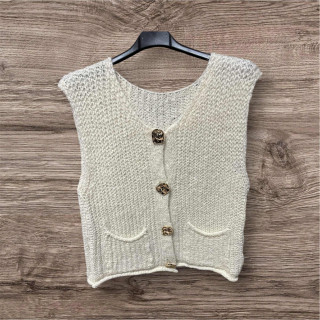 Gilet beige poches