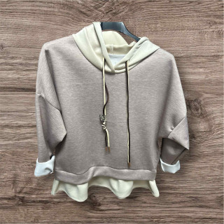 Sweat taupe capuche