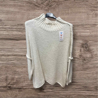 Pull grosse maille beige