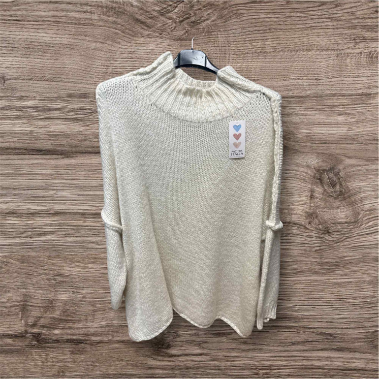 Pull grosse maille beige