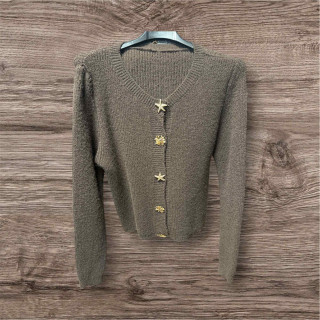 Gilet bouton coquillage chocolat