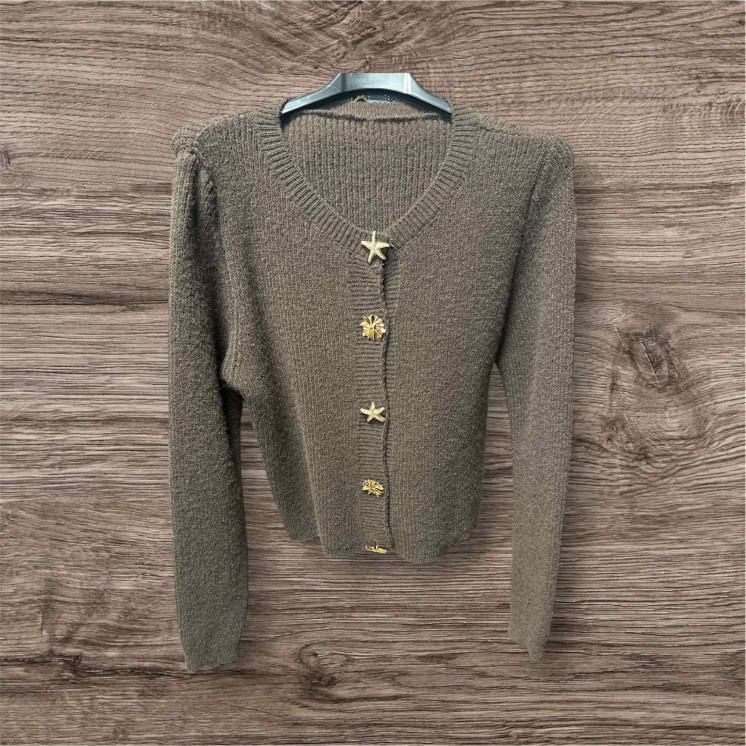 Gilet bouton coquillage chocolat