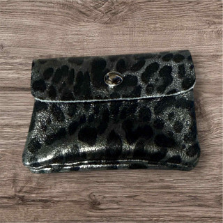 Porte monnaie leopard argent