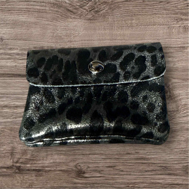 Porte monnaie leopard argent