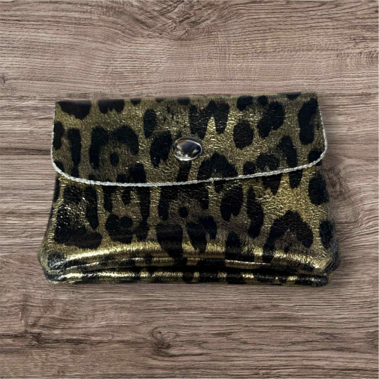 Porte monnaie léopard or