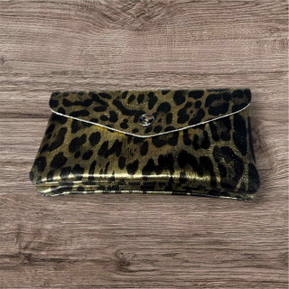 Portefeuille léopard dore
