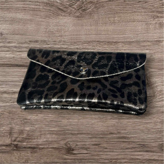 Portefeuille léopard argent