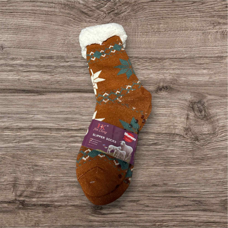 Chaussette chausson camel