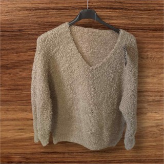 Pull bouclette beige
