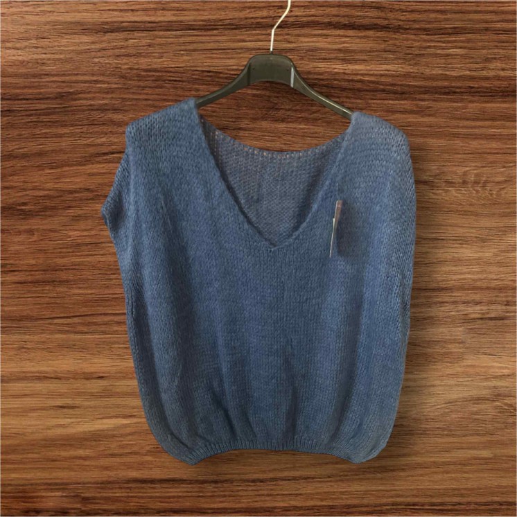 Pull sans manche bleu