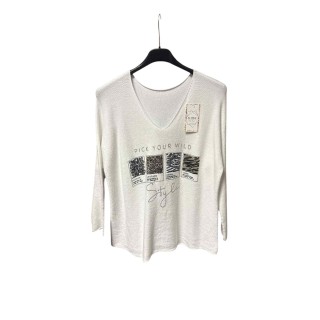 Pull blanc col V
