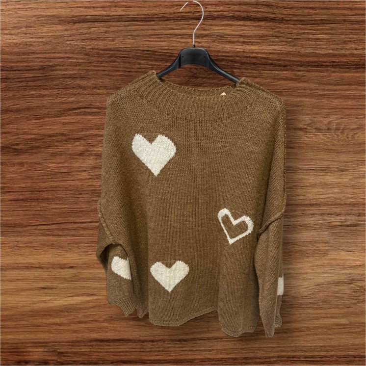 Pull cœur Camel