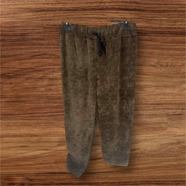 Pantalon velours double polaire chocolat