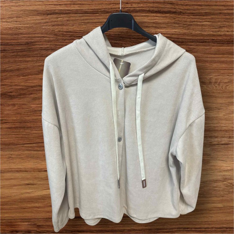 Chemise velours beige capuche