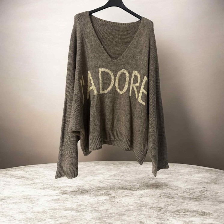 Pull j'adore taupe