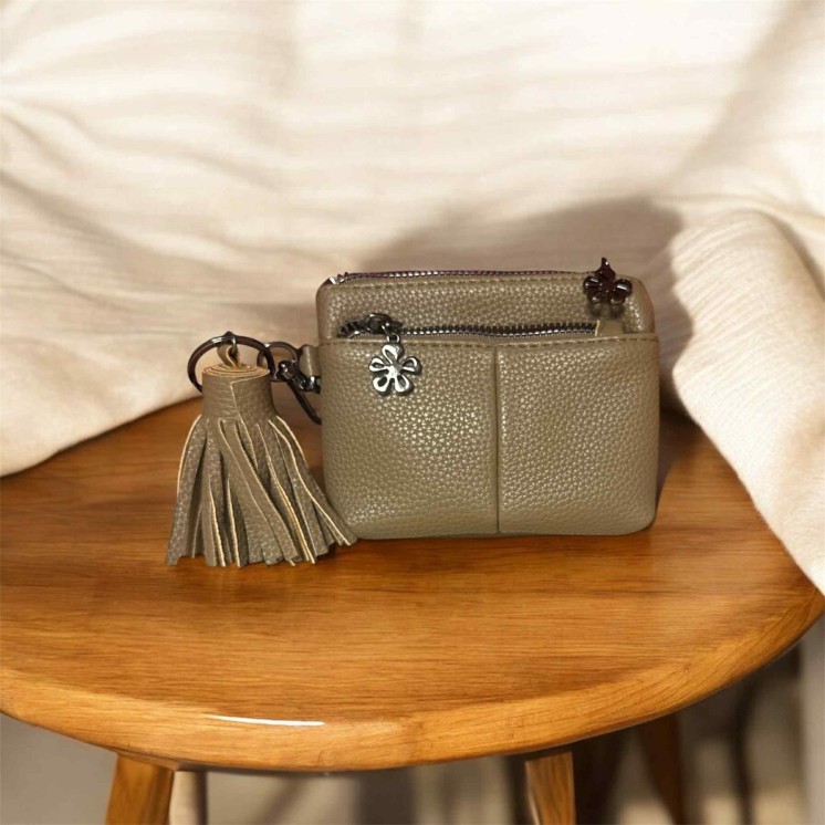 Porte monnaie beige 3 poches