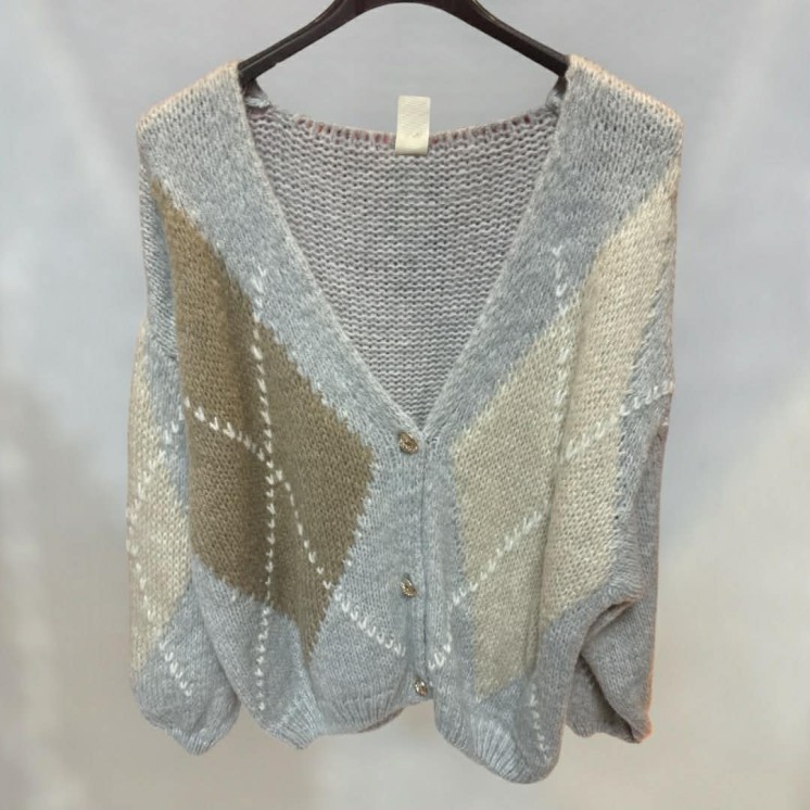 Gilet gris losange