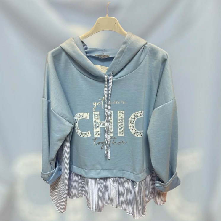 Pull chemise bleu