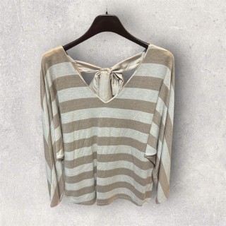 Pull marinière taupe nœud