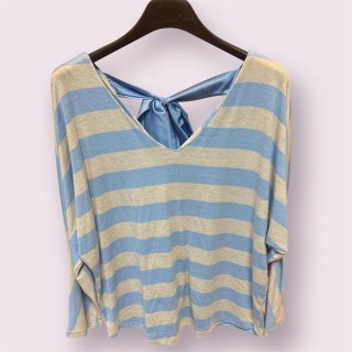 Pull marinière bleu nœud