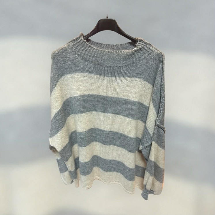 Pull raye gris  taille 38/48