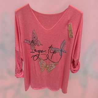 PULL PAPILLON ROSE