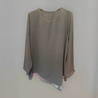 Pull marron dentelle