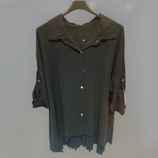 Chemise dos plissé noir
