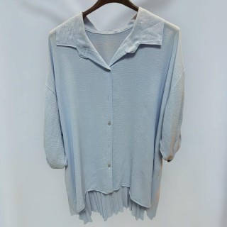 Chemise dos plissé bleu