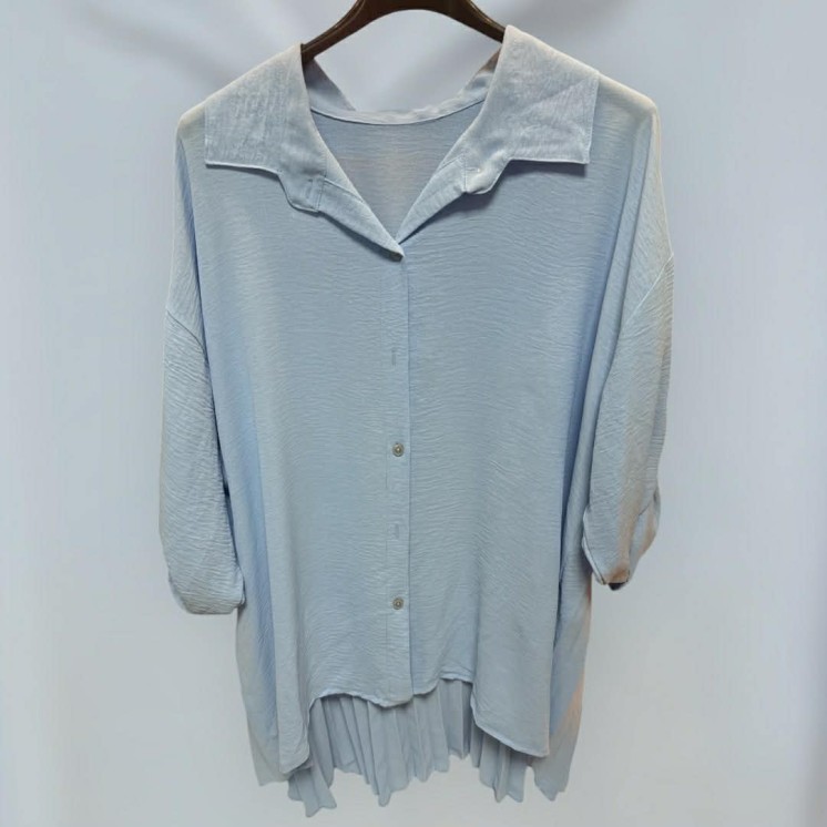 Chemise dos plissé bleu