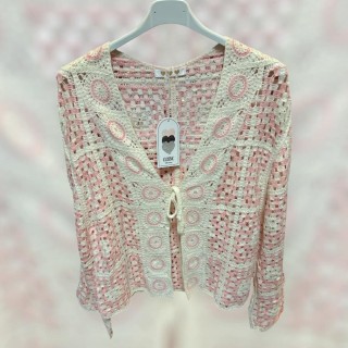 Gilet crochet rose