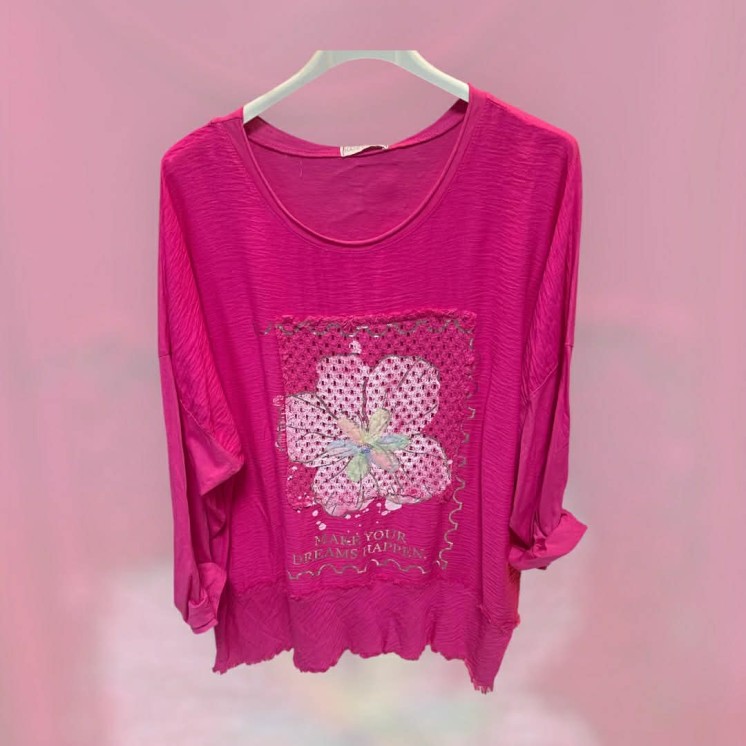 Blouse fleur rose