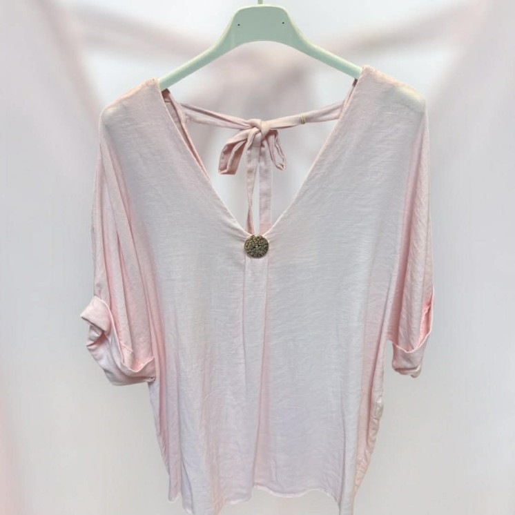 T-shirt rose nœud