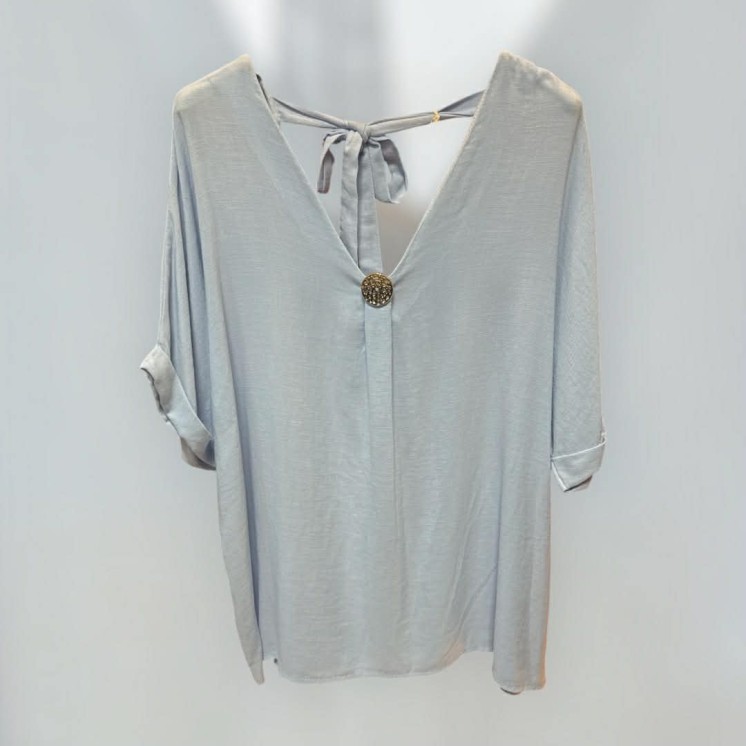 T-shirt bleu nœud