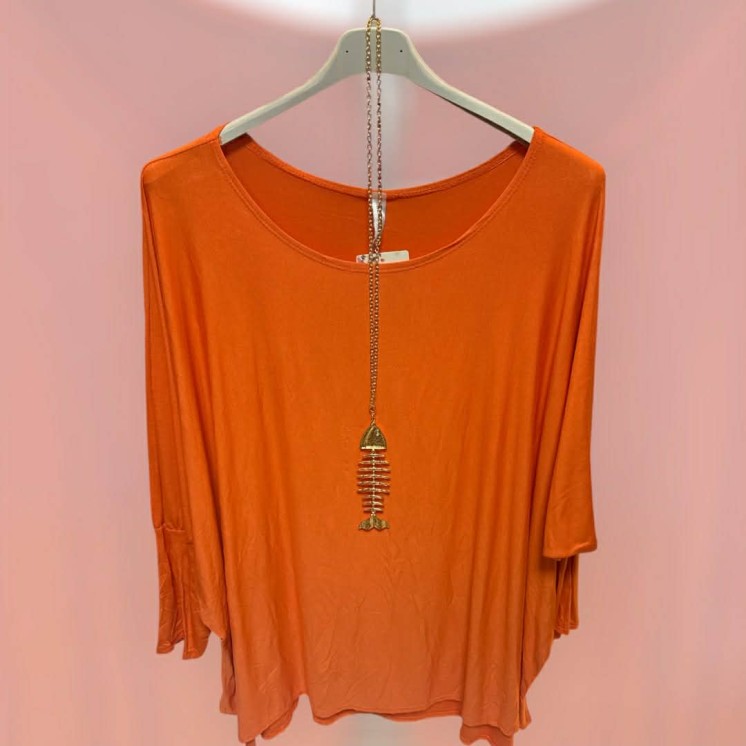 Blouse orange collier belle taille