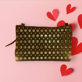 Pochette bandoulière  Camel clous