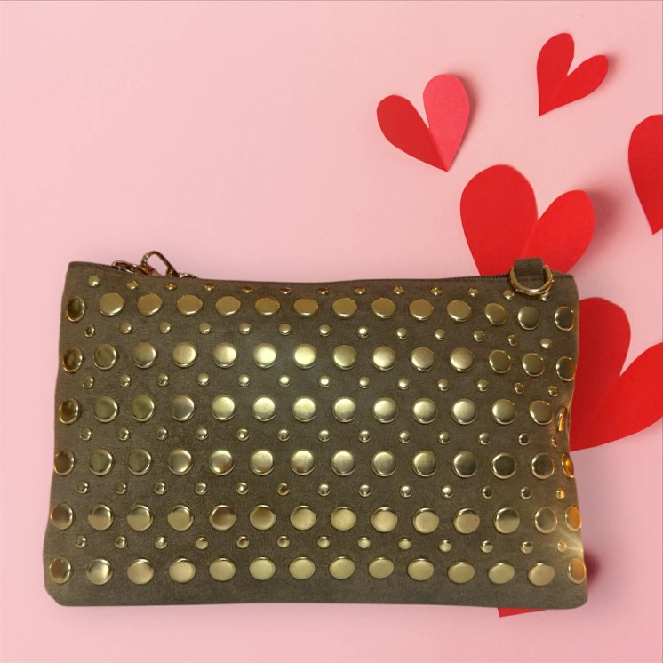 Pochette bandoulière  beige clous