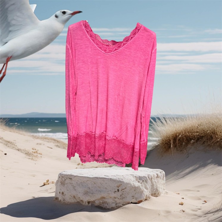 Pull rouleau rose foncé