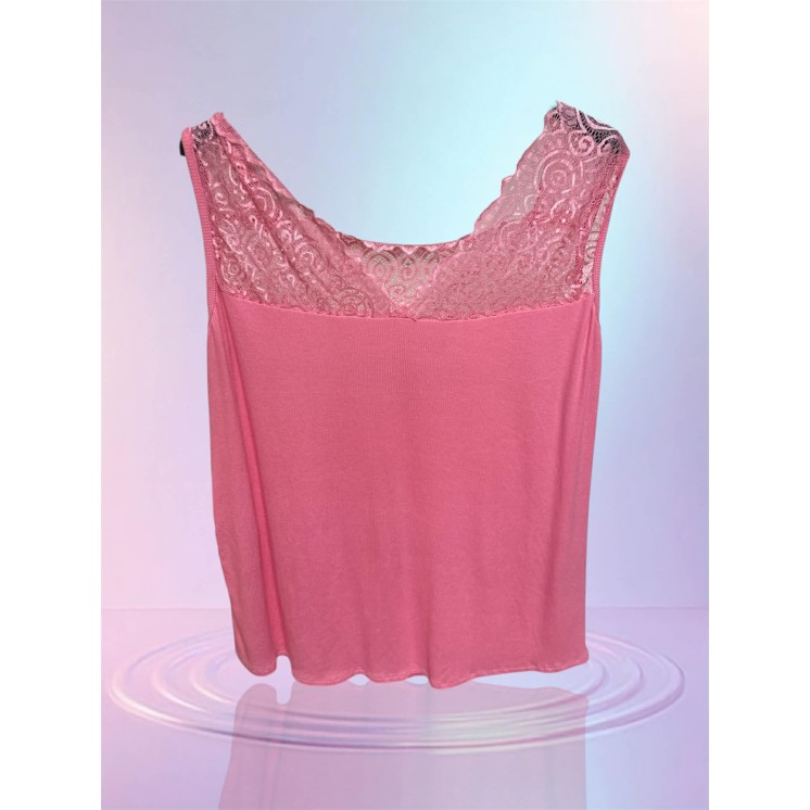 DEBARDEUR DENTELLE ROSE