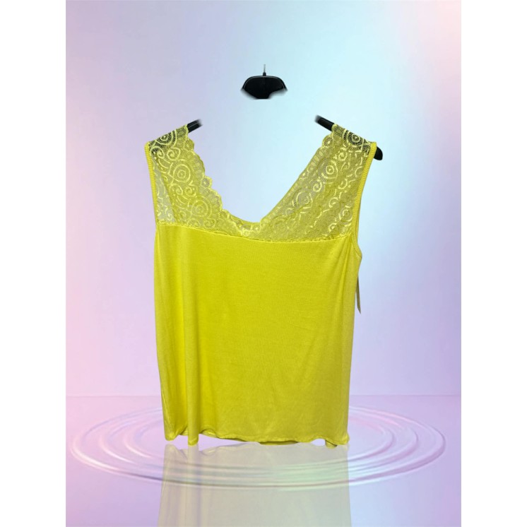 DEBARDEUR DENTELLE JAUNE